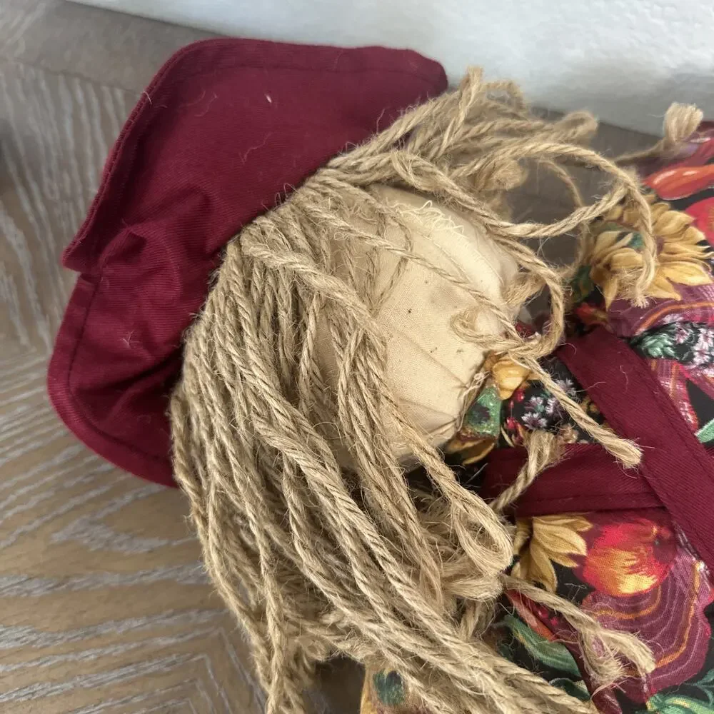 Vintage Fall Harvest‎ Scarecrow Doll Plush Decor Sunflower Boy Cottagecore 1996